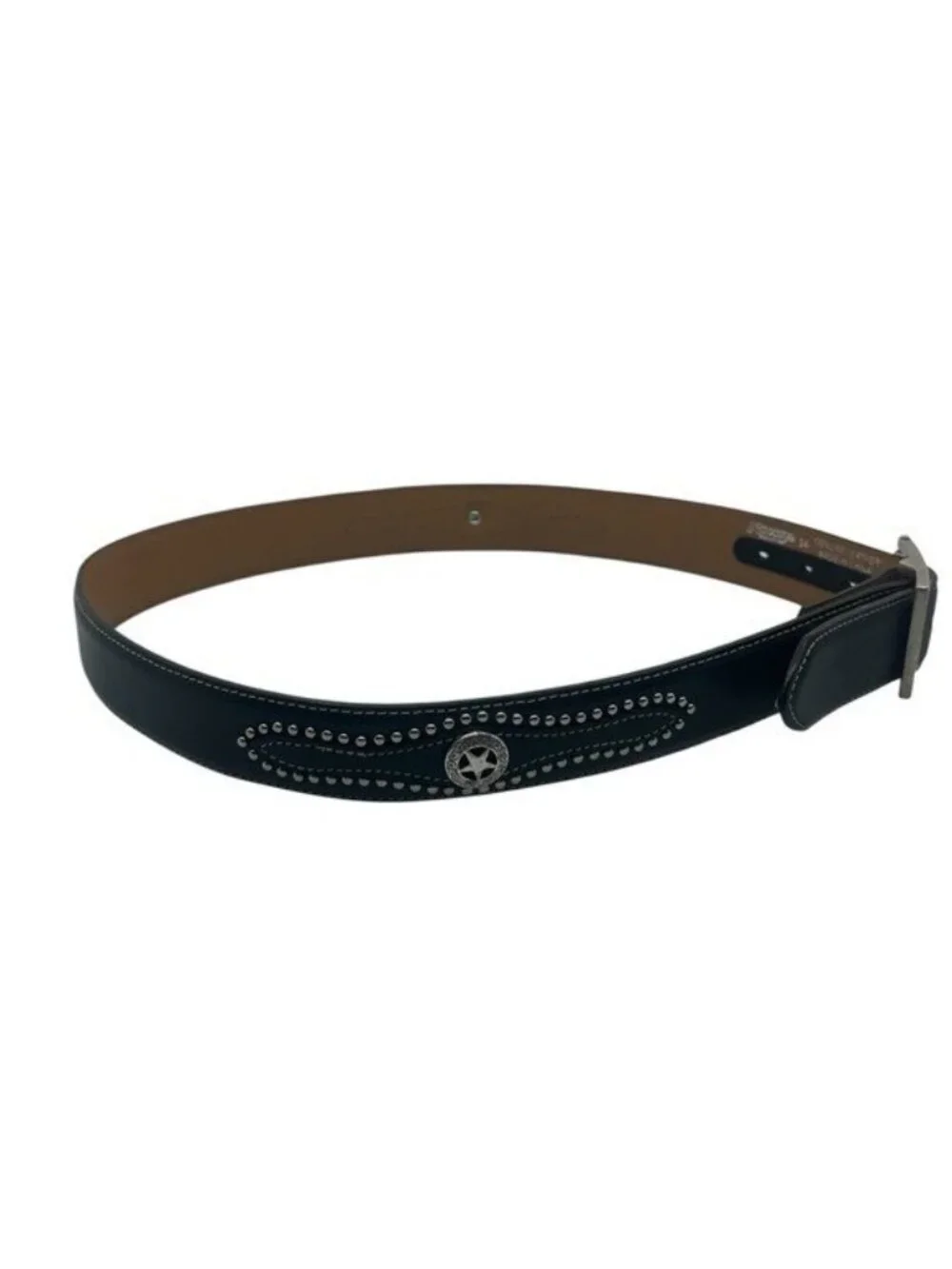 Nocona Men's 34 Belt Black Leather Western Cowboy Texas Star Studded N2479201
